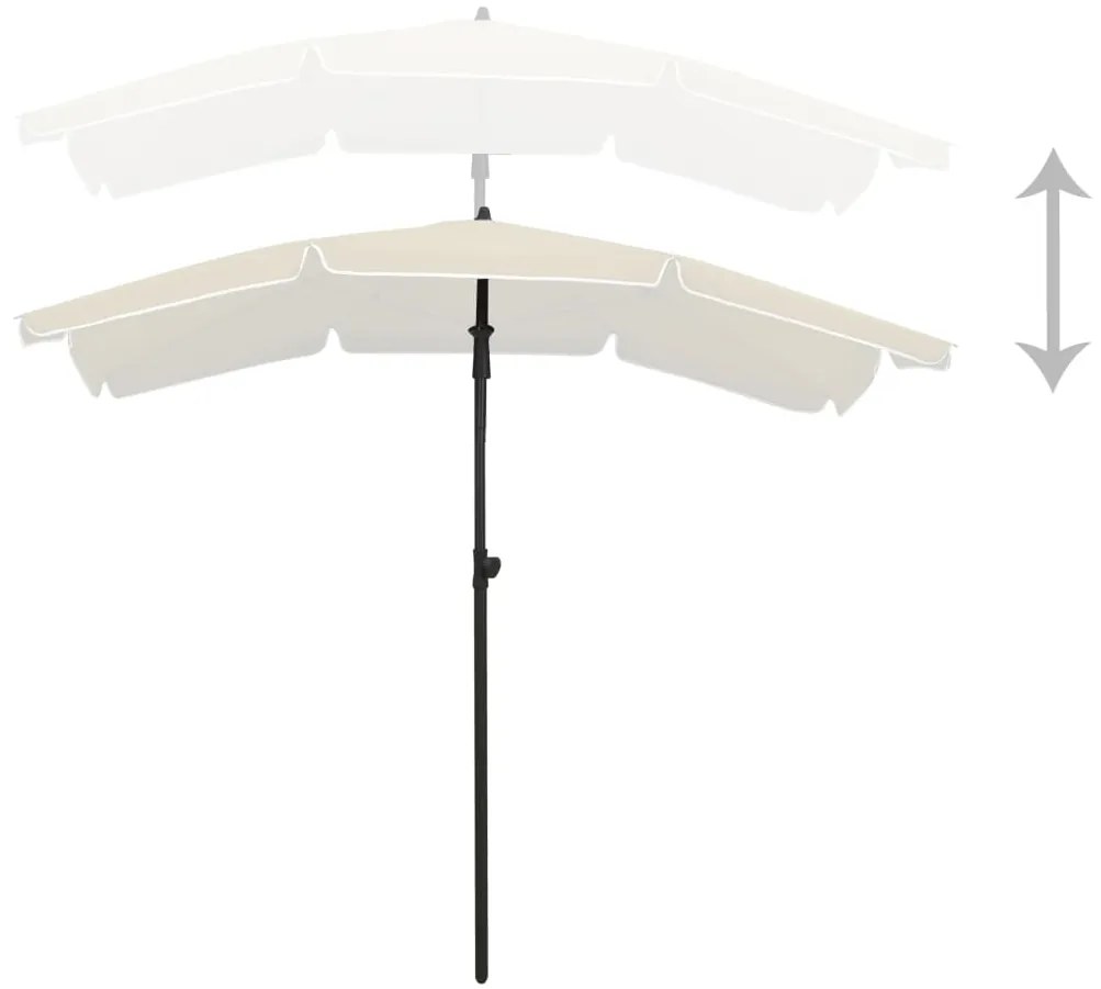 Guarda-sol de jardim com poste 200x130 cm cor areia