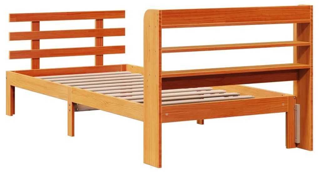 Estrutura cama c/ cabeceira 75x190 cm pinho maciço castanho-mel