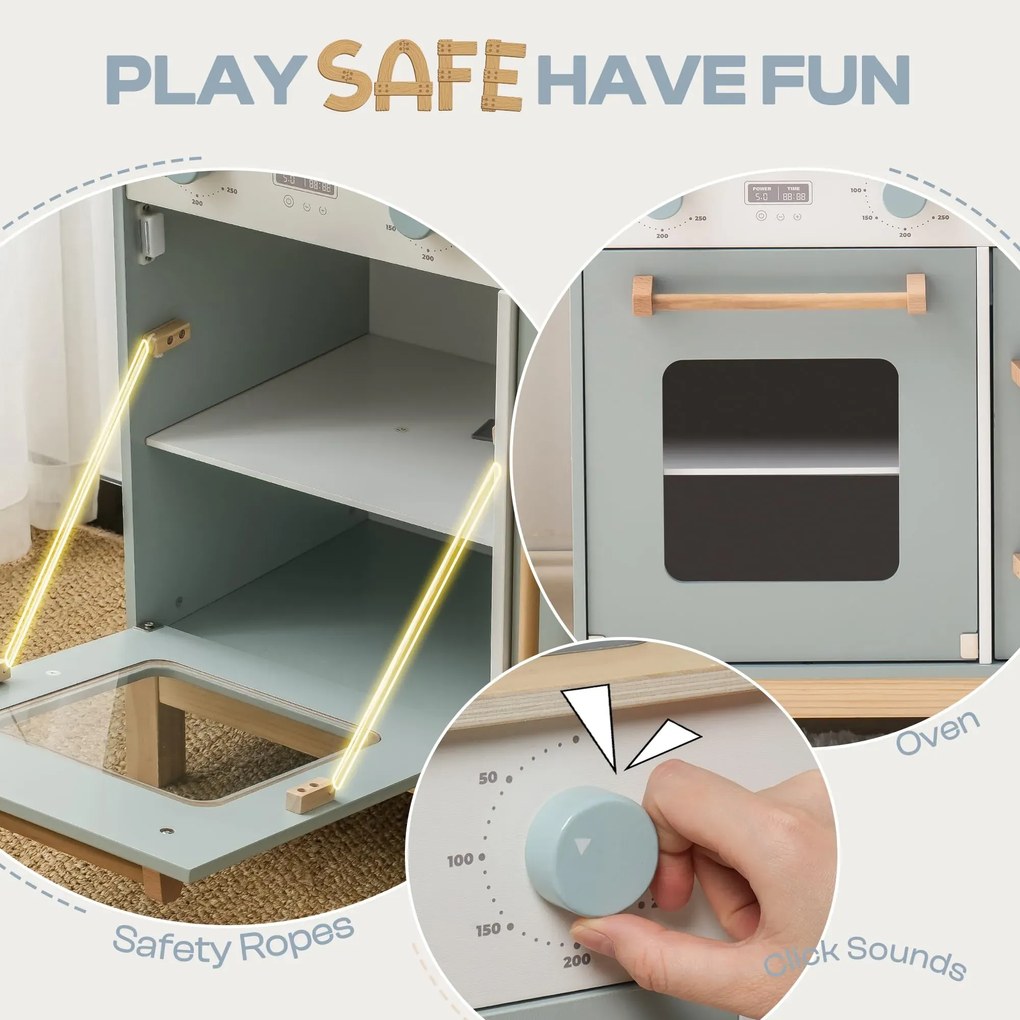 Cozinha de madeira Brincar infantil Montessori 58 x 29 x 62 cm Azul