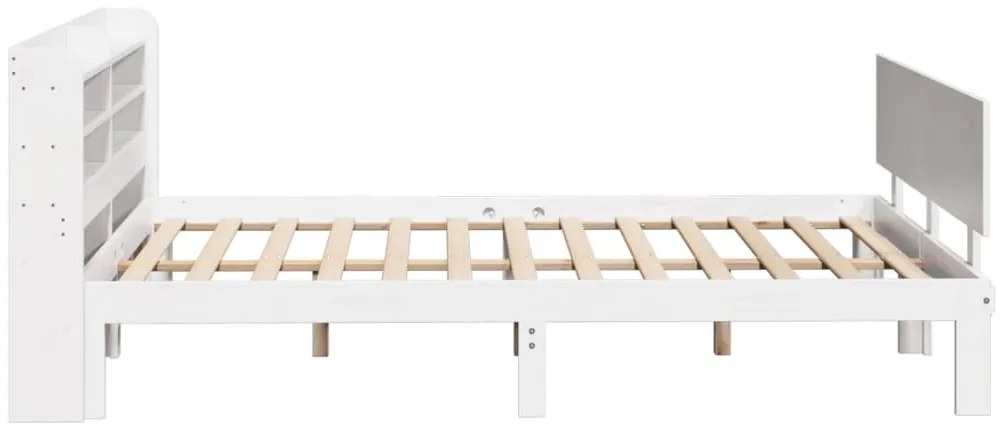Estrutura de cama c/ cabeceira 150x200 cm pinho maciço branco
