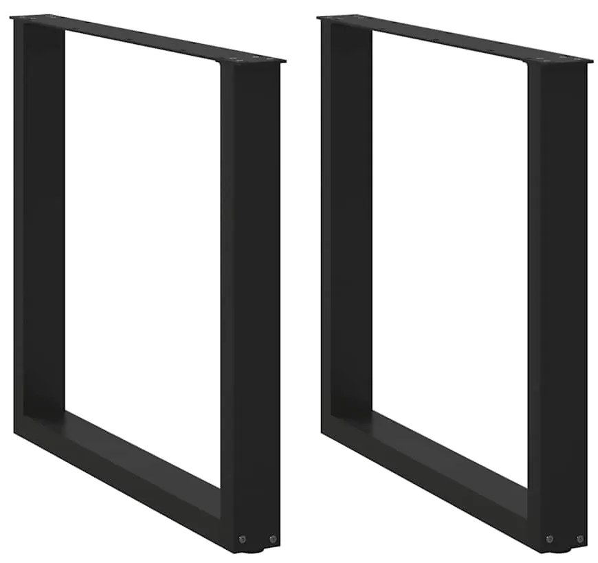 Pés de mesa de jantar em forma de U, 2 peças, preto, 90x (72-73) cm, a