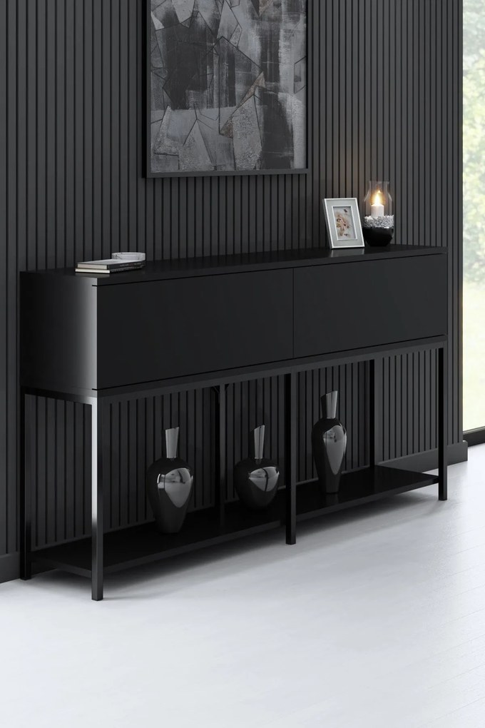Conjunto de Mobiliário de Sala Lord – Preto – TV Stand: 180x47x30 cm,