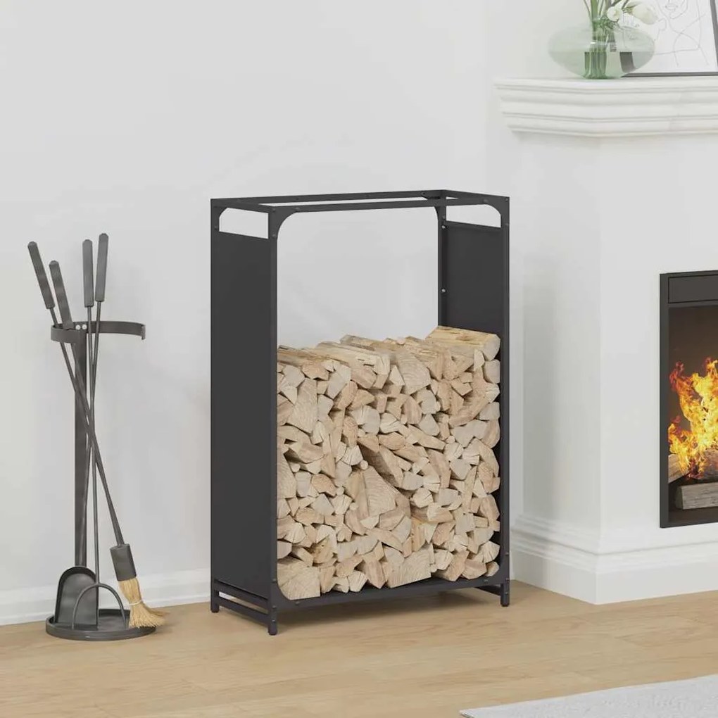 Suporte para lenha 60x28x90 cm aço laminado a frio preto
