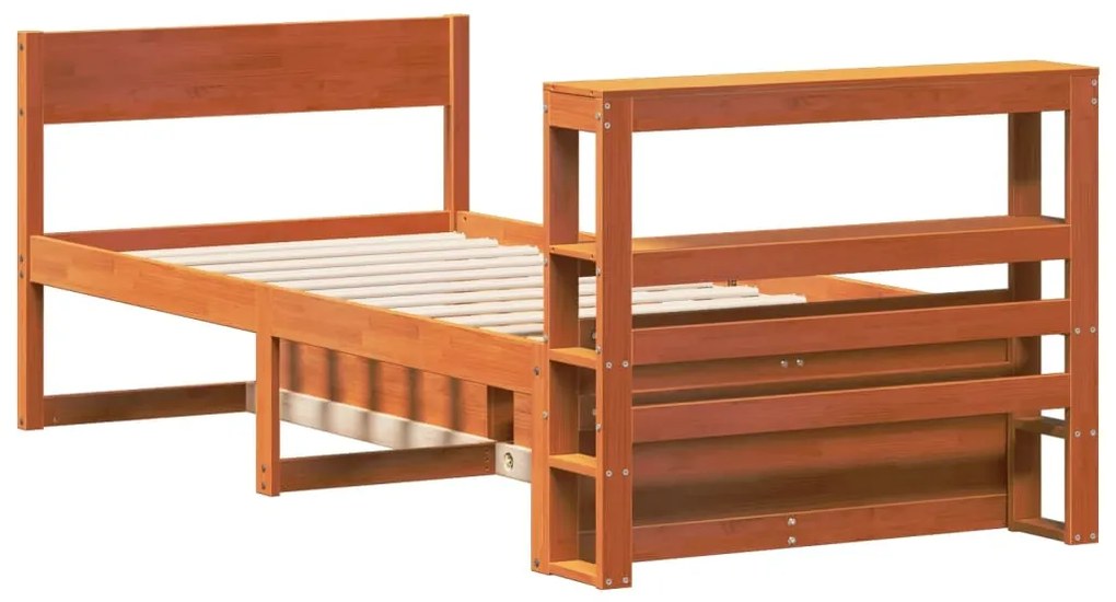 Cama sem colchão 75x190 cm madeira de pinho maciça castanho-mel