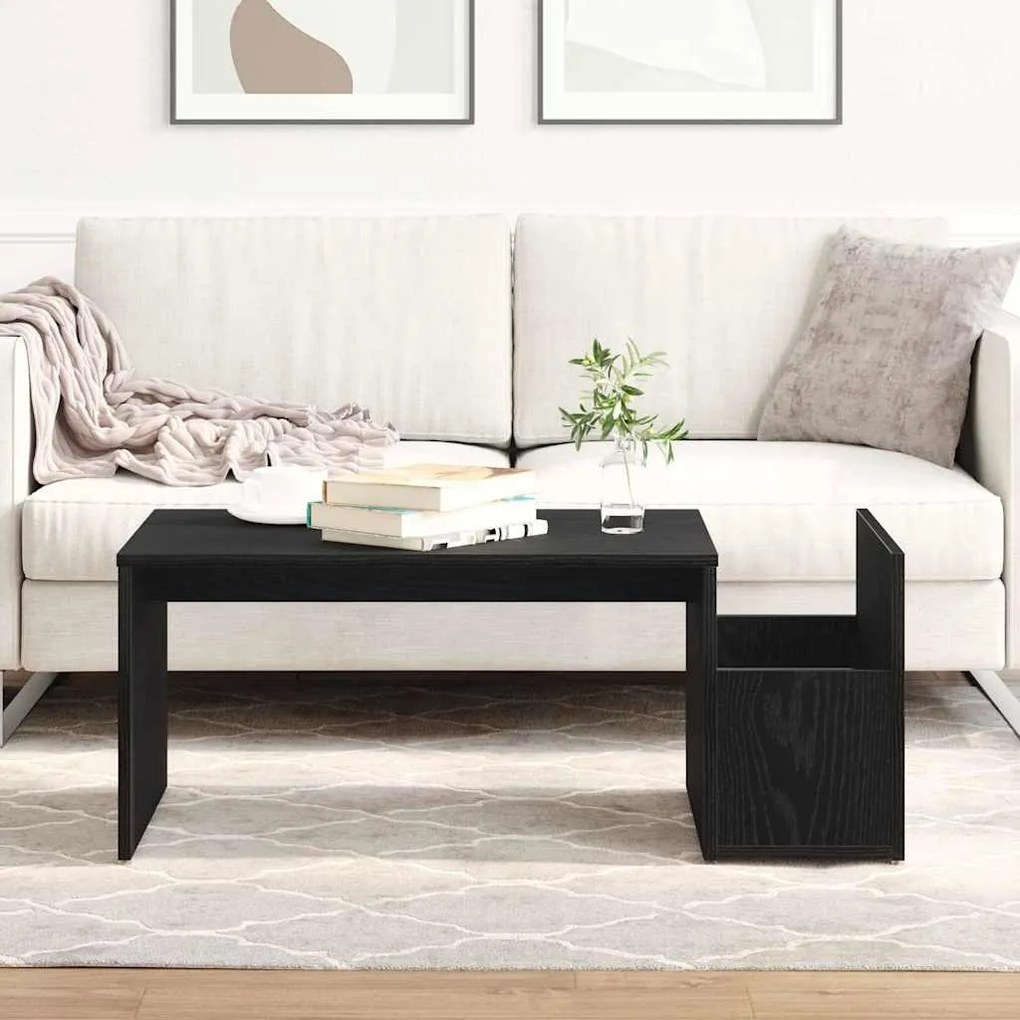 Mesa de Centro vidaXL Preta Carvalho 90x45x35 cm em Madeira de Engenha