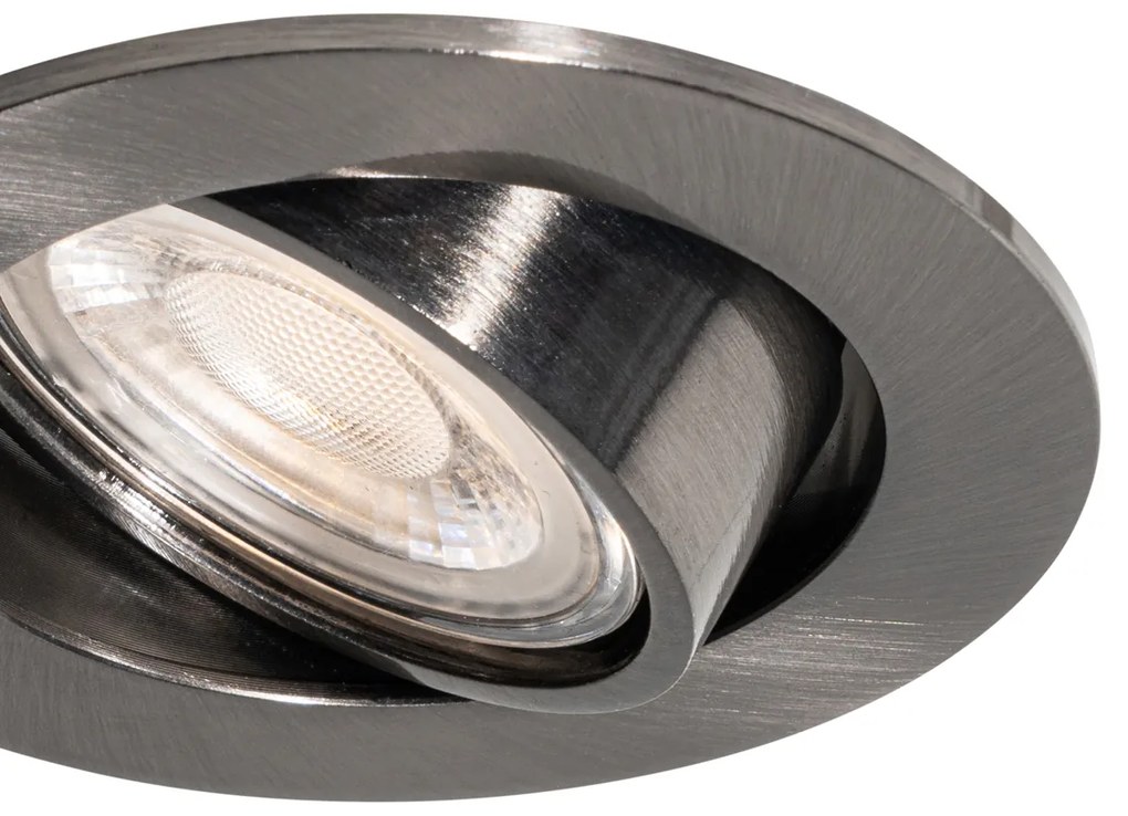 Set van 6 moderne inbouwspots gunmetal GU10 50mm rond kantelbaar - Cisco