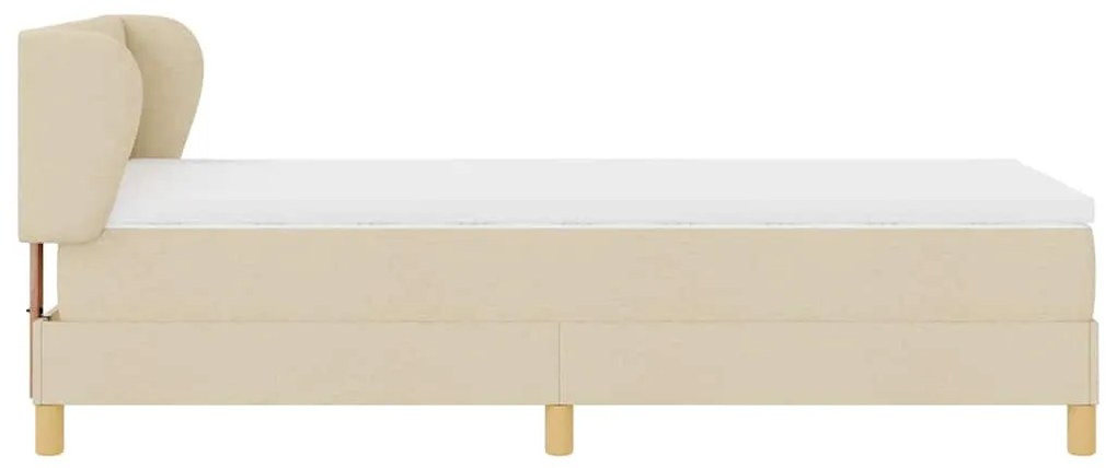Cama Box Spring com Colchão em Creme, 90x200 cm, Tecido