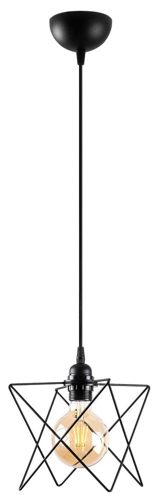 Candeeiro de Teto Akkas – Preto – Diâmetro 24 cm, Altura Ajustável 30-