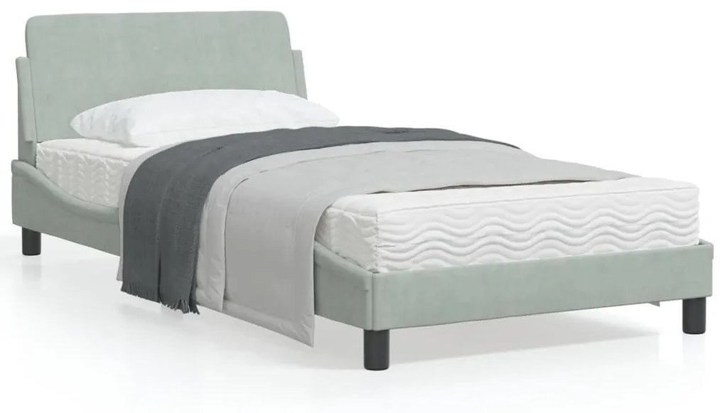 vidaXL Estrutura de cama sem colchão 100x200 cm veludo cinzento-claro
