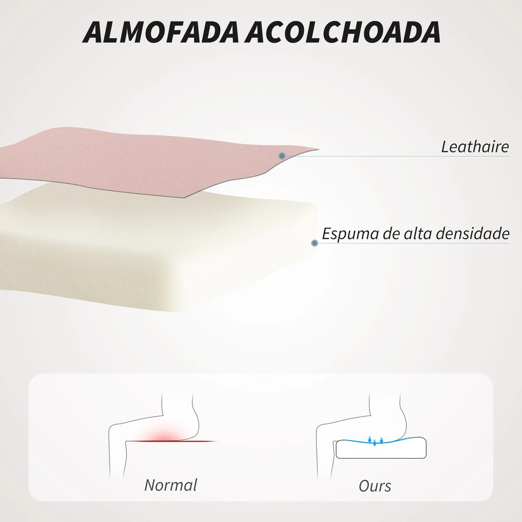 Cadeira de Escritório com Encosto Alto Cadeira para Secretária com Altura Ajustável Função Inclinável 61x62x106-116 cm Rosa