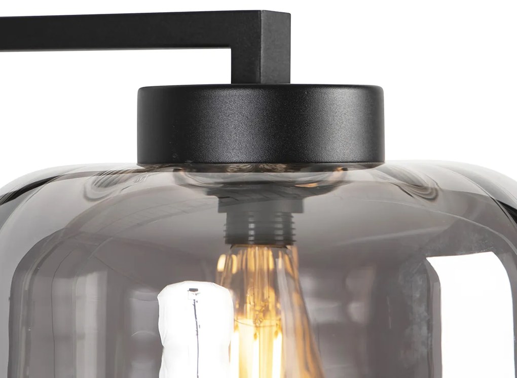 LED Candeeiro de pé inteligente preto com vidro fumê incl. Wifi ST64 - Qara Down Design