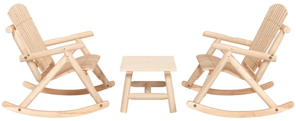 3 pcs conjunto lounge de jardim madeira de abeto maciça