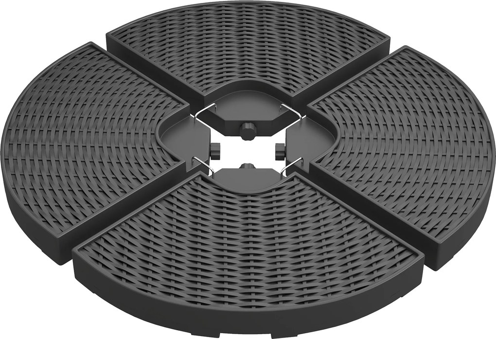 Outsunny Base para Chapéu de Sol de 4 Peças Recarregável com Areia 68 kg ou Água 52 kg para Jardim Pátio ou Terraço Preto | Aosom Portugal