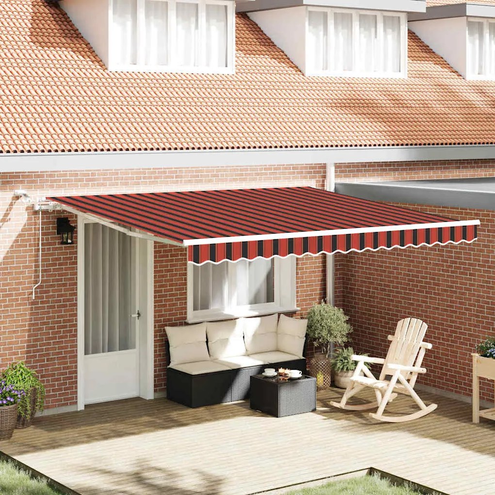 vidaXL Toldo Retrátil Laranja e Marrom 400 × 300 cm Poliéster e Metal