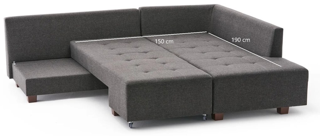 Sofá-cama de canto Manama – Antracite – 280 cm x 85 cm x 206 cm