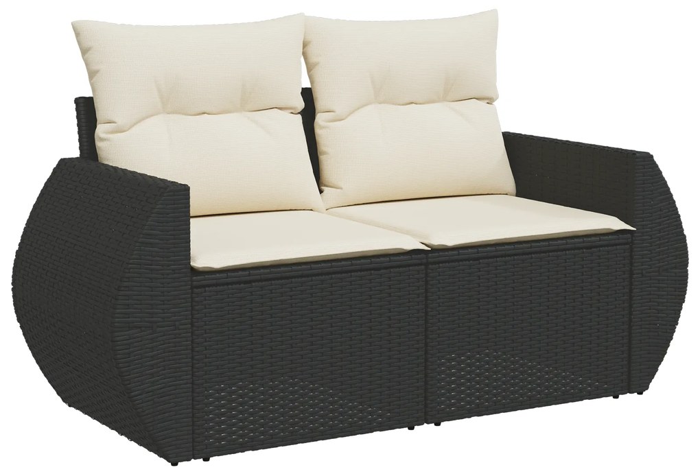 Conjunto de Sofá de Jardim de 13 Peças com Almofadas Preto Rattan Poli