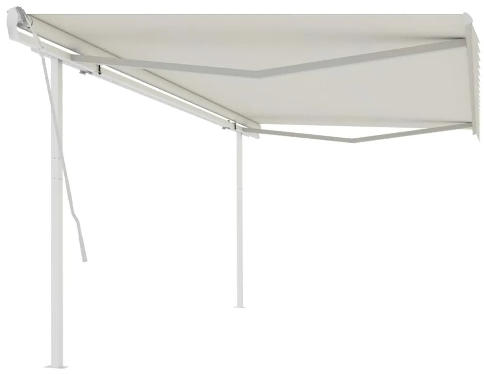 Toldo retrátil manual com postes 5x3,5 m cor creme