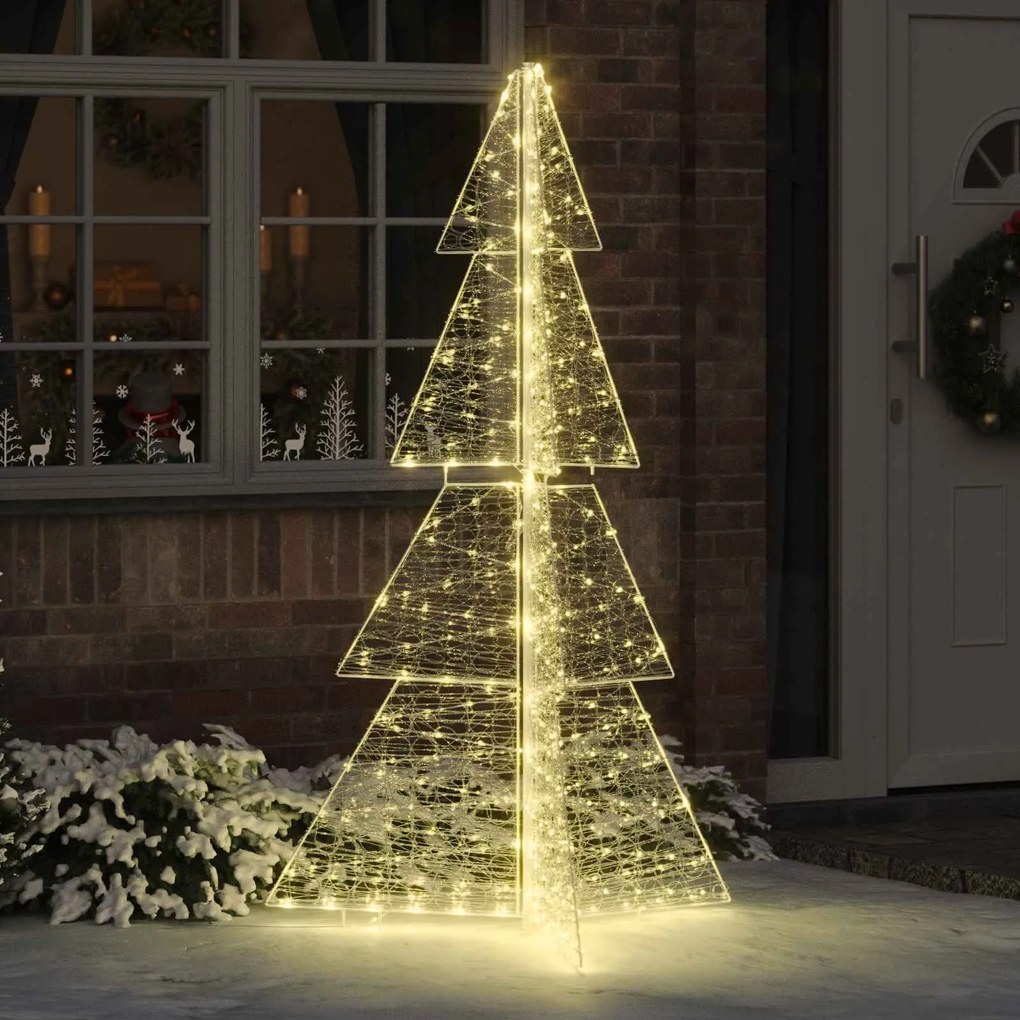 vidaXL Árvore de Natal com 240 LEDs Branco quente 180 cm Acrílo