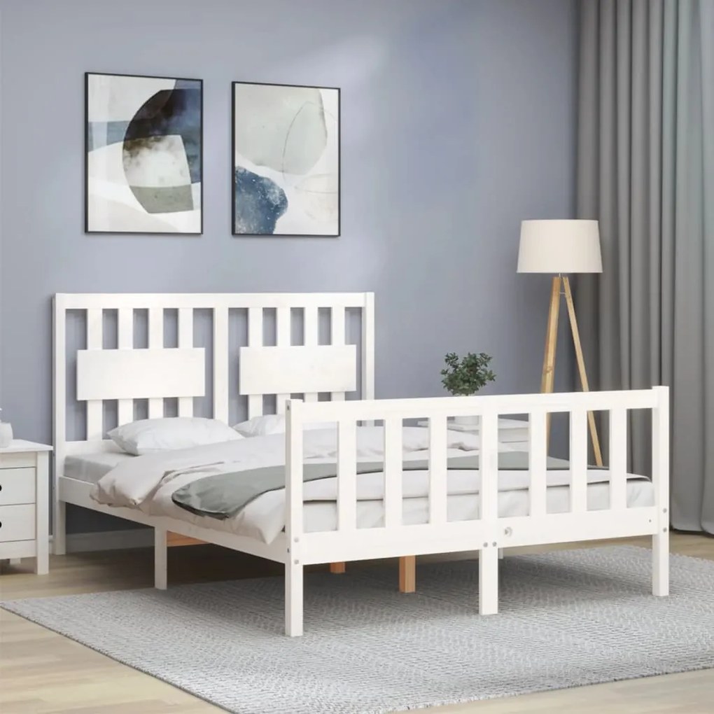 Cama sem colchão 120x200 cm madeira de pinho maciça branco