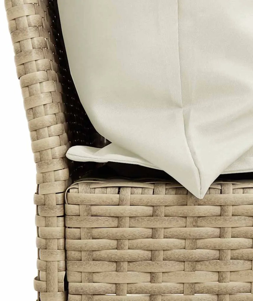 5 pcs conjunto de sofás p/ jardim com almofadões vime PE bege