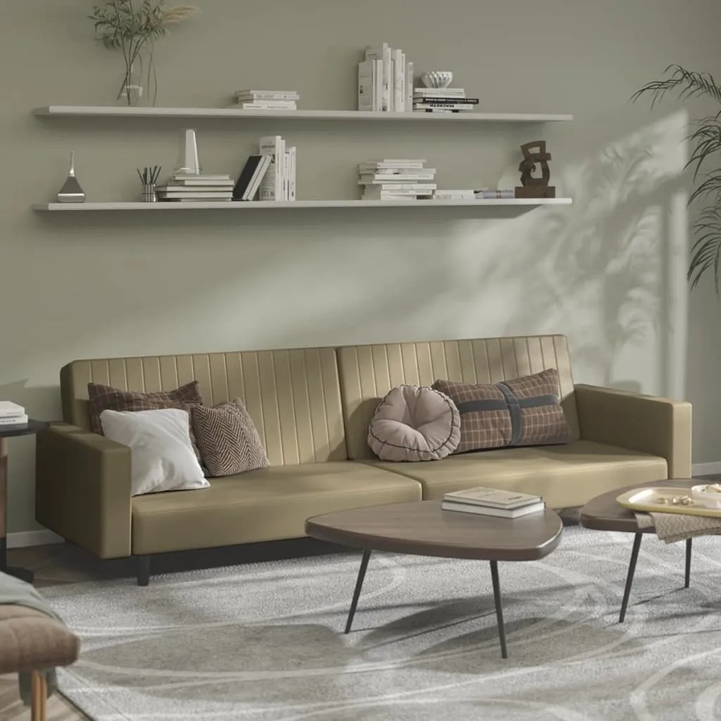 337673 vidaXL Sofá-cama de 2 lugares couro artificial cappuccino