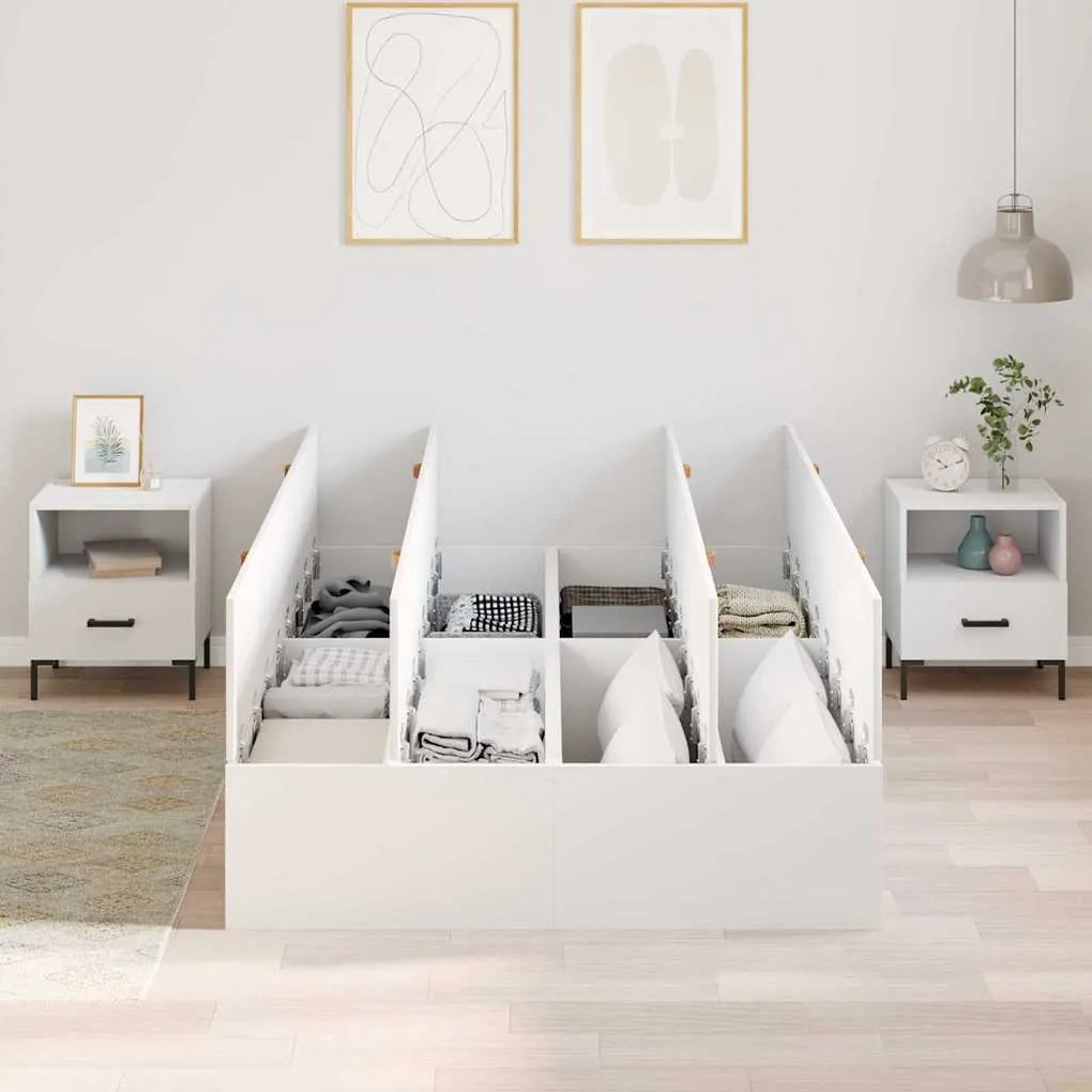 Cama de Armazenamento Branca 120x190 cm