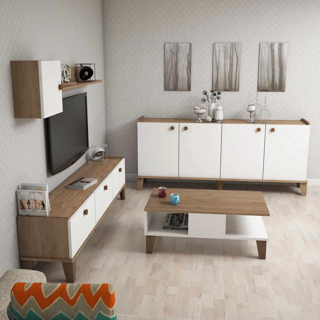 Conjunto de Mobiliário de Sala Sumer – Carvalho Branco – Diversas Medi