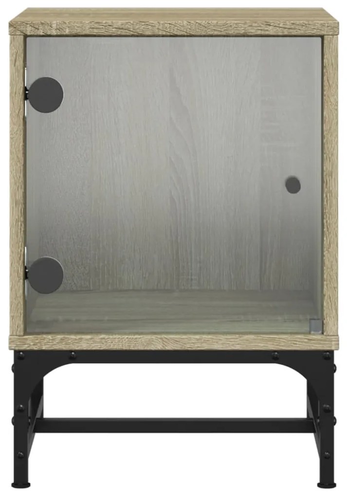 Mesa cabeceira c/ portas vidro 2 pcs 35x37x50cm carvalho sonoma