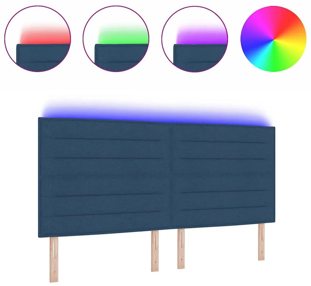 Cabeceira LED Design Linhas Azul 100 cm Tecido