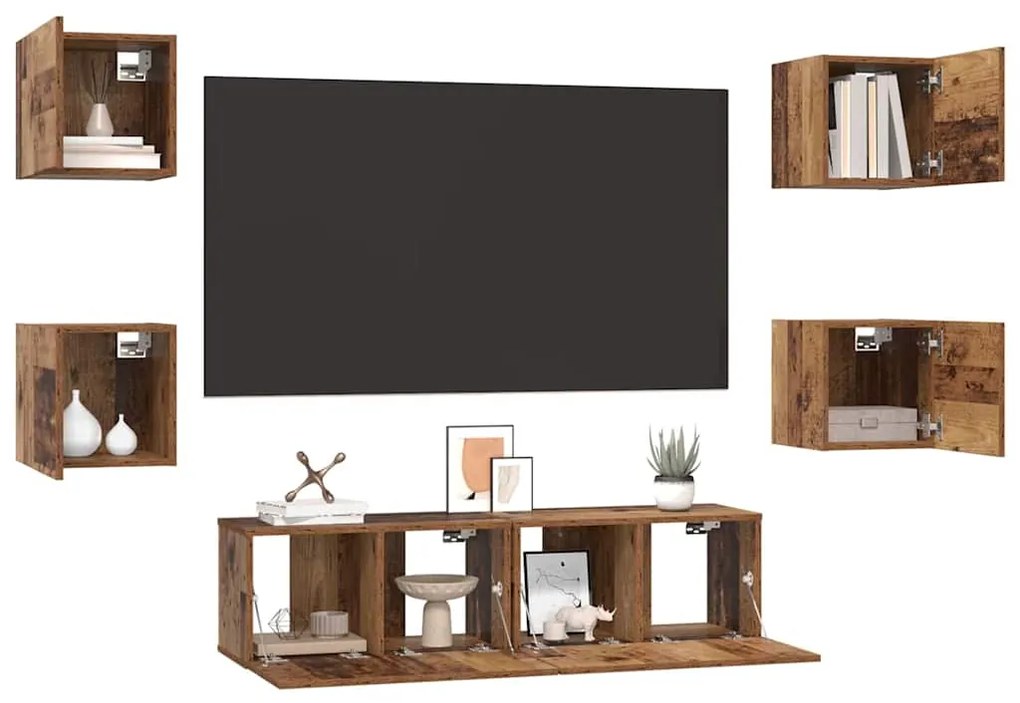 Conjunto de móvel de TV Outros com armazenamento com porta 6 pcs Madei