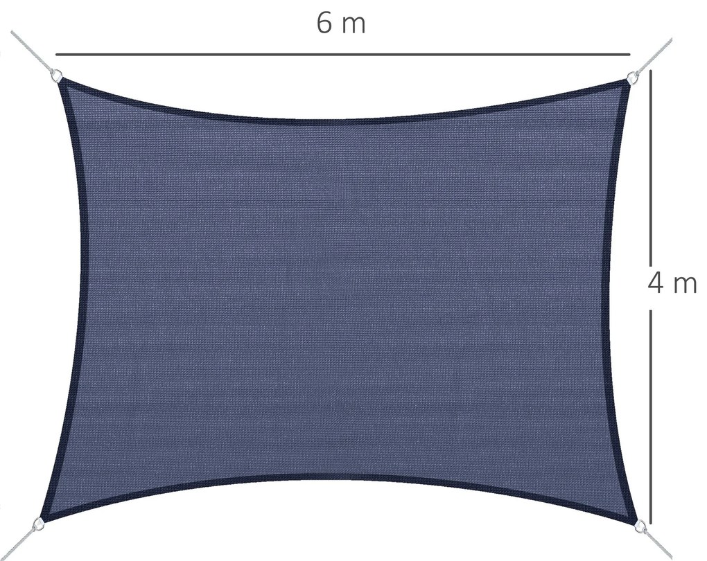 Vela de Sombra Retangular 4x6 m Toldo Vela de HDPE com Proteção UV Ane