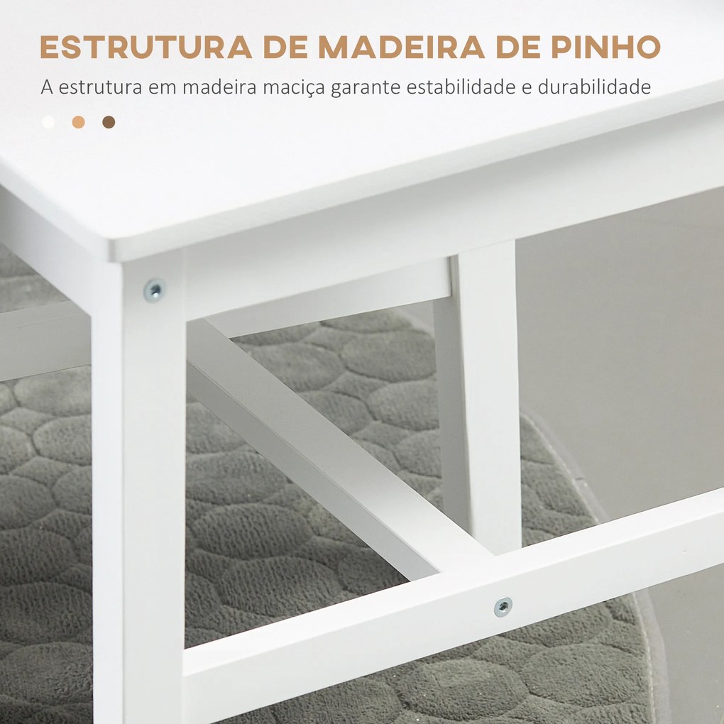 HOMCOM Conjunto de 2 Cadeiras de Sala de Jantar Cadeira de Cozinha com Encosto de Ripas Estrutura de Madeira de Pinho para Sala de Jantar Restaurante Carga Máxima 120 kg 41x46,5x85,5 cm Branco