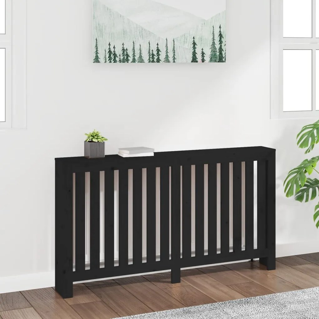 822580 vidaXL Cobertura de radiador 153x19x84 cm pinho maciço preto
