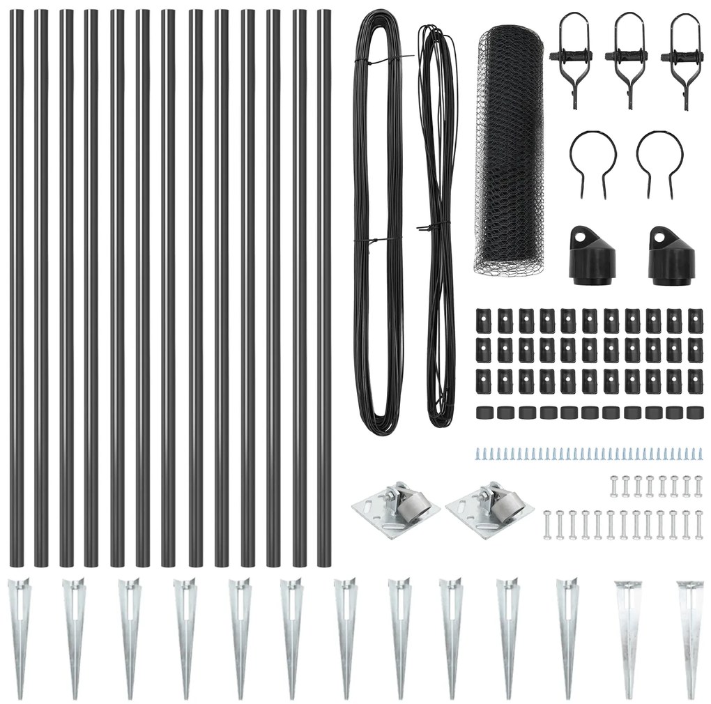 Conjunto de Cercas Conjunto de 2 Cinza Metal 25 x 1 m Durável