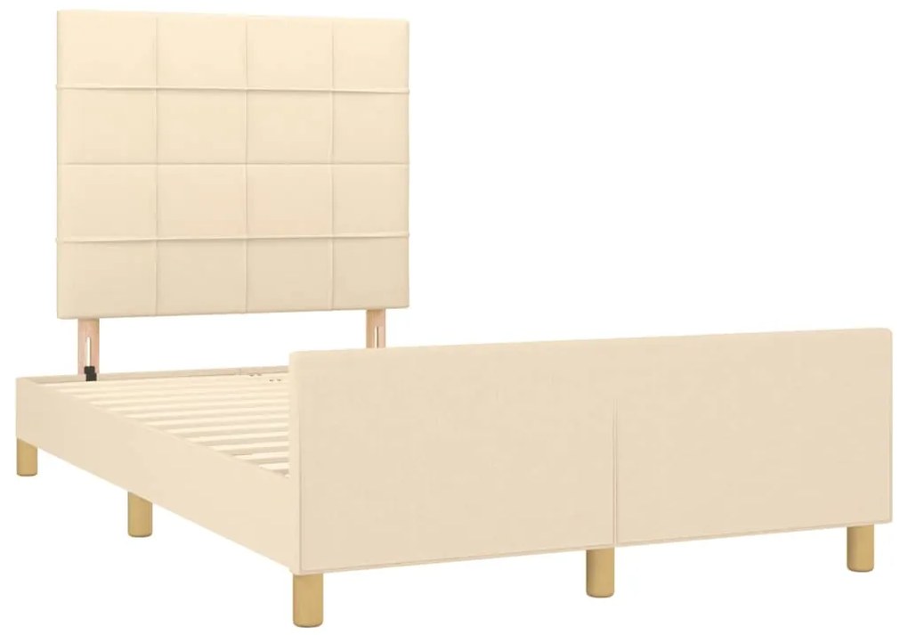 Estrutura de cama sem colchão 120x190 cm tecido creme