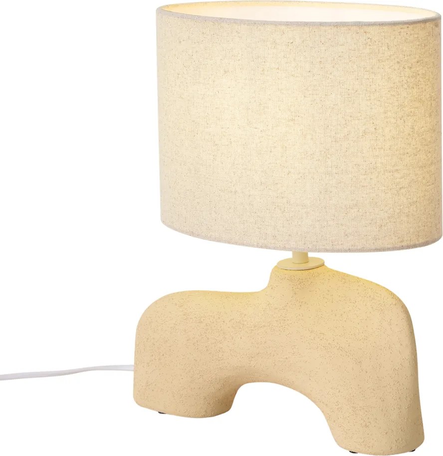 Candeeiro de Mesa Wabi Sabi Bege com Abajur de Linho 35cm - Florence