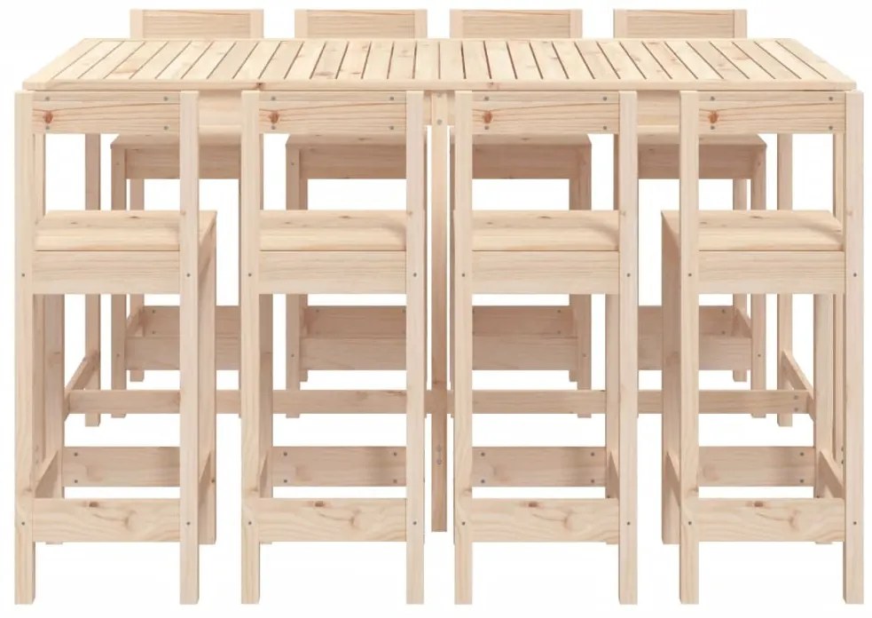 9 pcs conjunto de bar para jardim pinho maciço