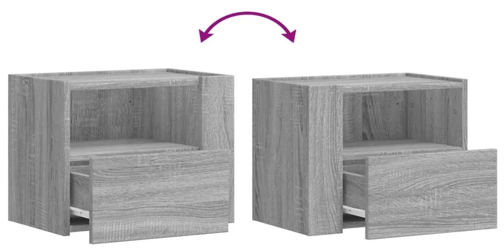 Mesas de cabeceira de parede 2 pcs 45x30x35 cm cinzento sonoma