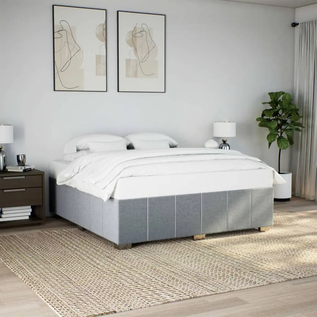 Estrutura de cama sem colchão 180x200 cm tecido cinzento-claro
