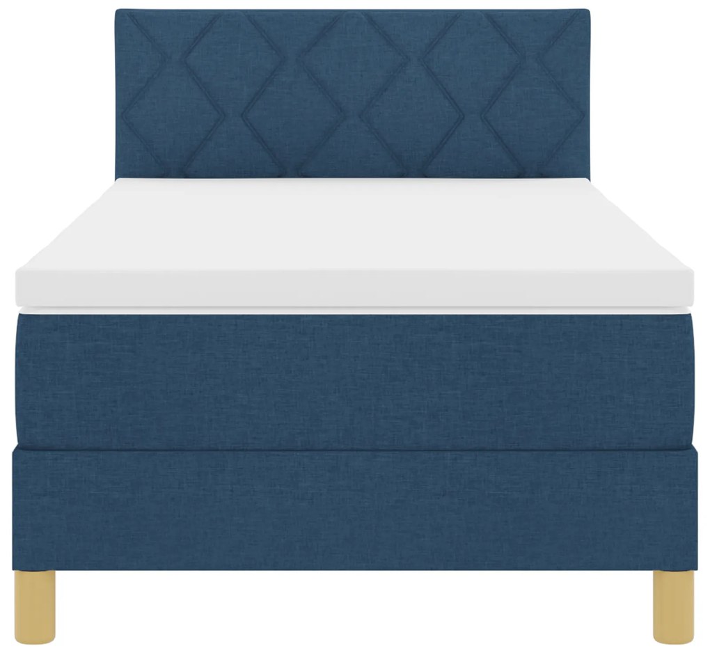 Cama Box Spring com Colchão Azul 90x200 cm Tecido
