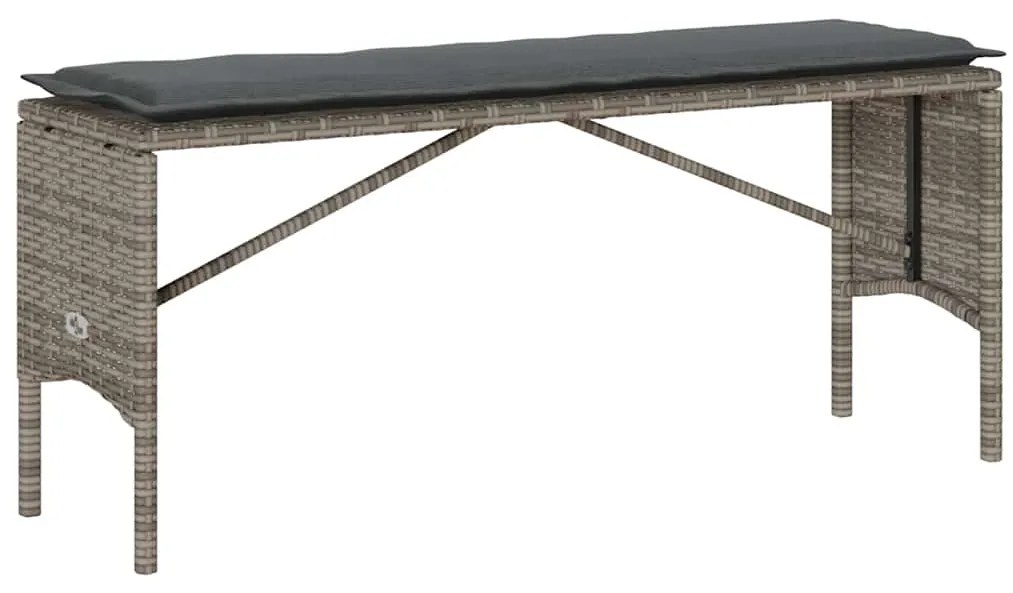 3 pcs conjunto de jantar p/ jardim c/ almofadões vime PE cinza