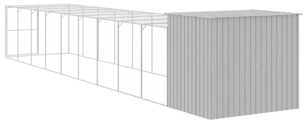Casota cães c/ parque 214x1069x181 cm aço galvaniz. cinza-claro