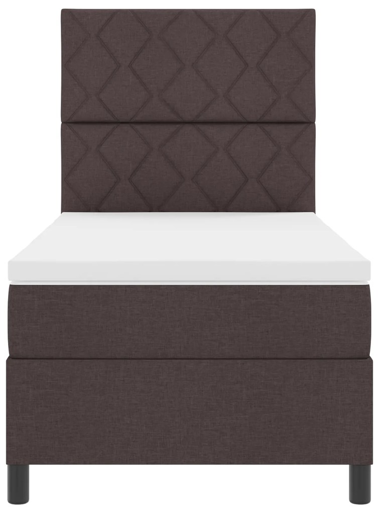 Cama Box Spring com Colchão Marrom Escuro Solteiro Tecido
