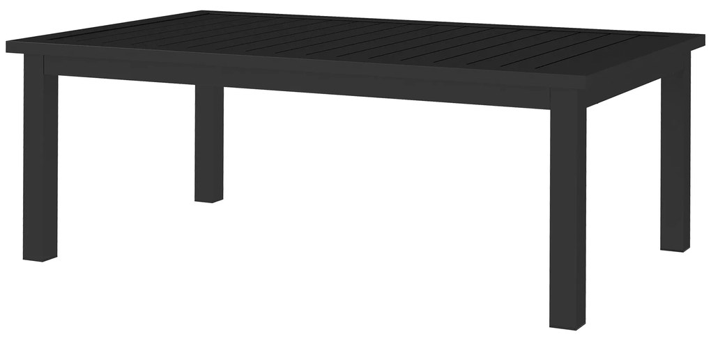 Outsunny Mesa de Centro Retangular Tampo de Ripas para Interior/Exterior em Alumínio 100x60x37 cm Preto | Aosom Portugal