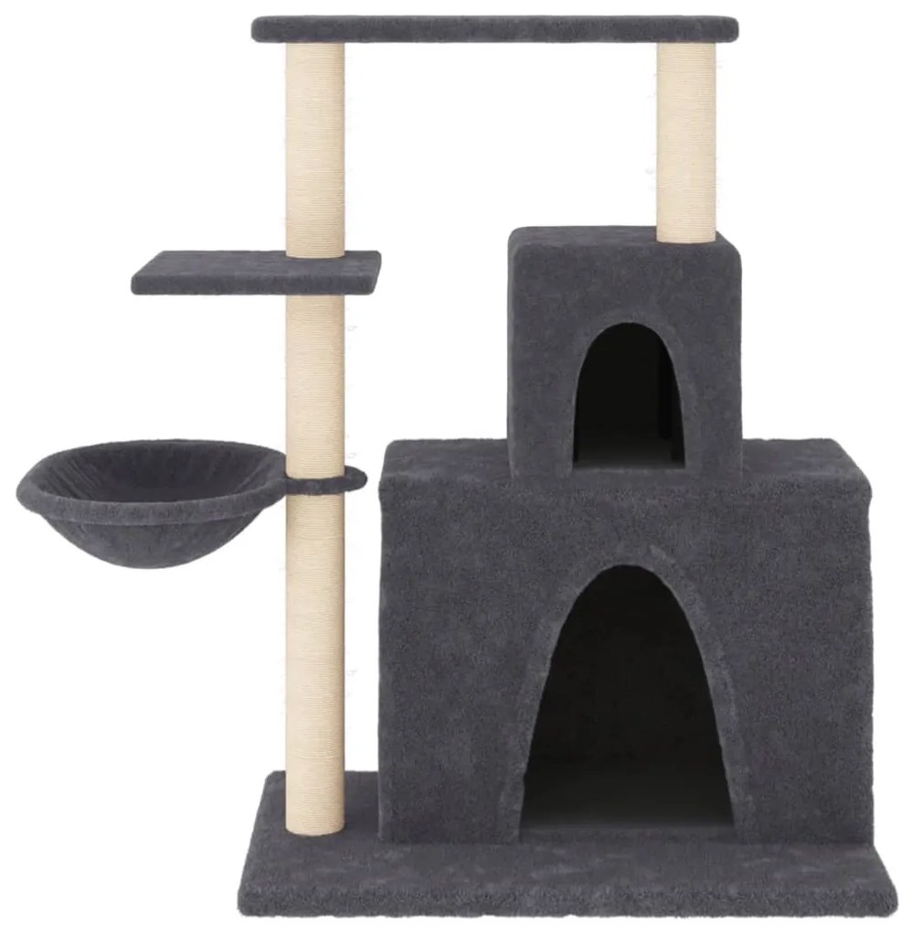 Árvore p/ gatos c/ postes arranhadores sisal 83 cm cinza-escuro