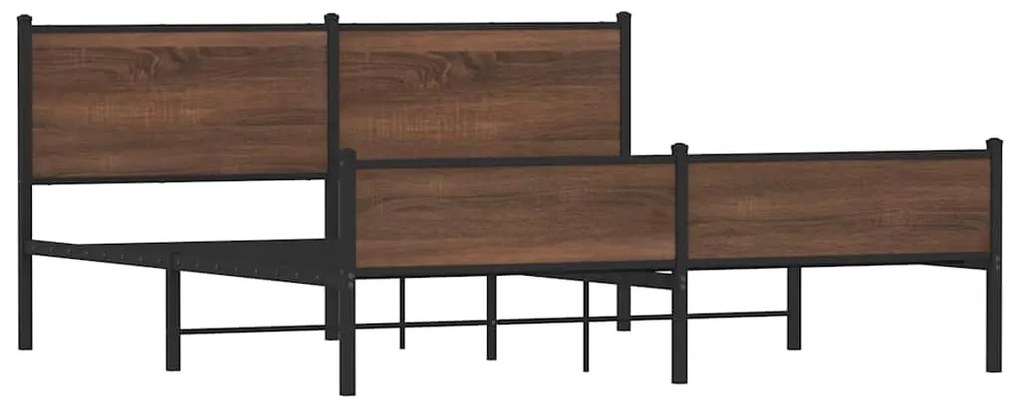 Estrutura cama sem colchão 160x200 cm metal carvalho castanho