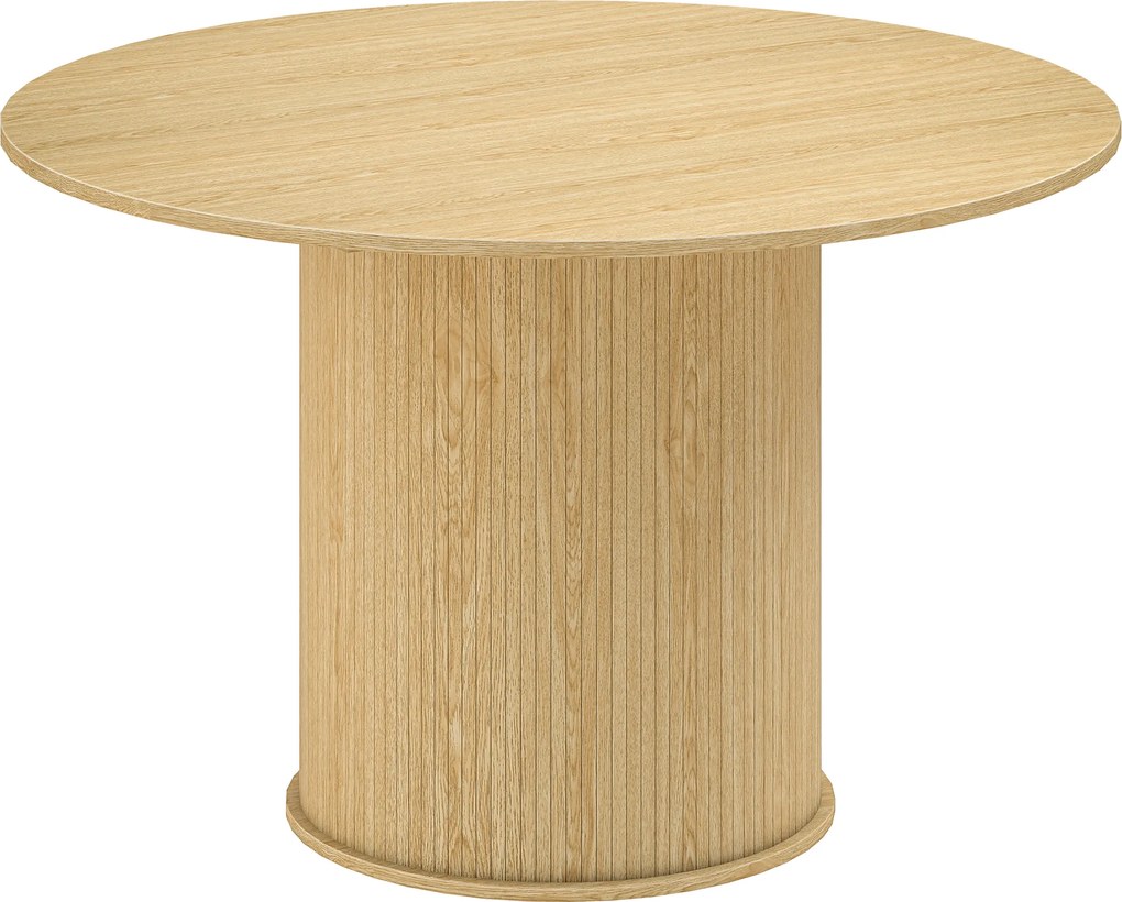 HOMCOM Mesa de jantar redonda para 5 pessoas, Ø 120 x 76 cm, mesa de cozinha com base cilíndrica canelada, madeira natural | Aosom Portugal
