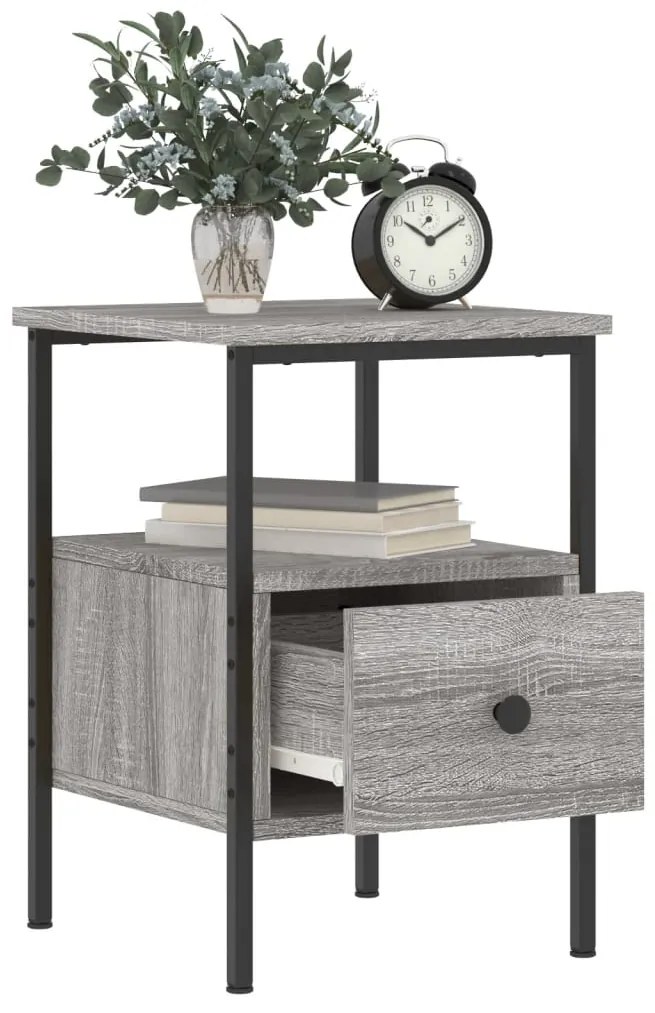 Mesa cabeceira 34x36x50 cm derivados de madeira cinzento sonoma