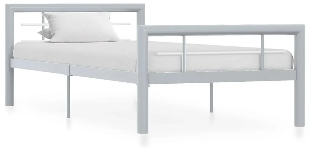 Estrutura de cama 100x200 cm metal cinzento e branco