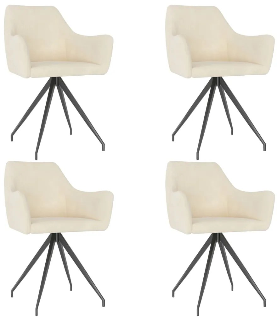 vidaXL Cadeiras de jantar 4 pcs veludo cor creme